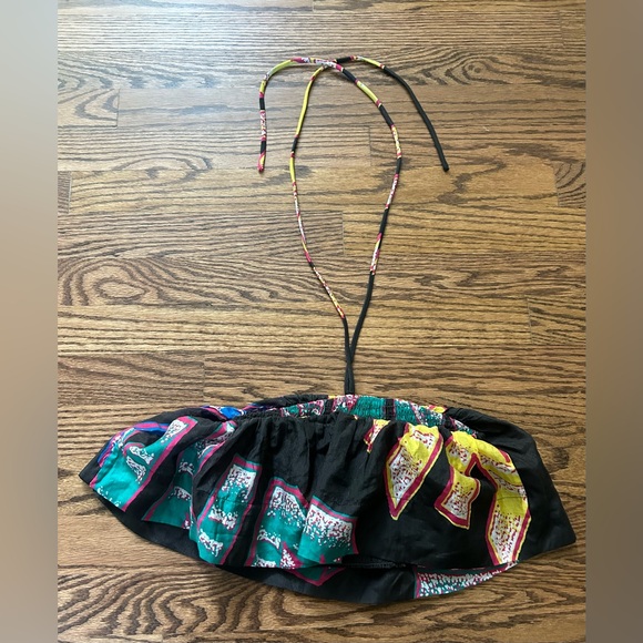 Ganni Logo-Printed Halterneck Sheer Cropped Top Size 34 NWOT - Picture 4 of 6